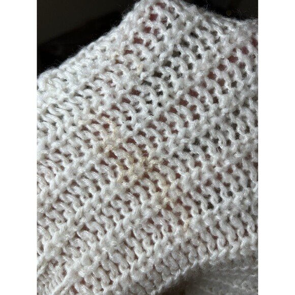 American Eagle Crochet Knit  Sweater XL Cream Chunky Textured Open Weave - Picture 6 of 6